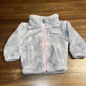 Columbia Gray Fleece Baby Jacket with Pink Zipper size 3-6m